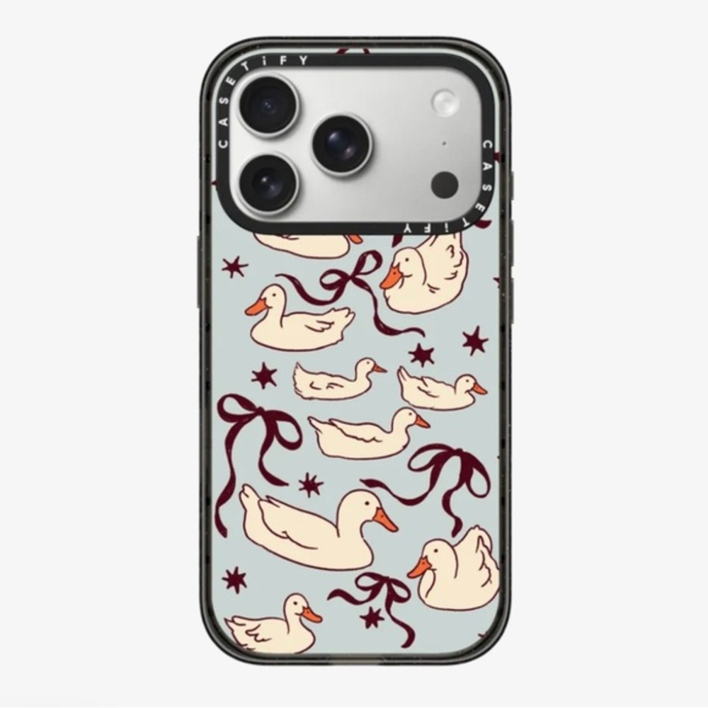 Casetify Duck and Bows Pattern Phone Case Black Trim iPhone 17 Pro Max